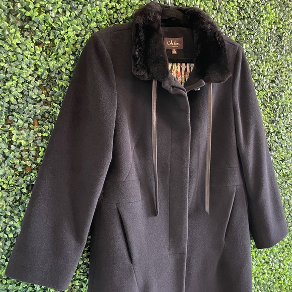 Cole Haan Angora Rabbit Hair And Wool Coat Size 10 - Picture 2 of 11